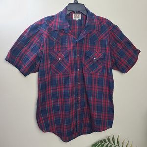Ely Cattleman Mens Short Sleeve Shirt Pearl Snap western